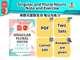 Singular and Plural Nouns | Note and Exercise