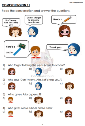 [Year 1 English] Comprehensions – 老师的话 lao shi de hua