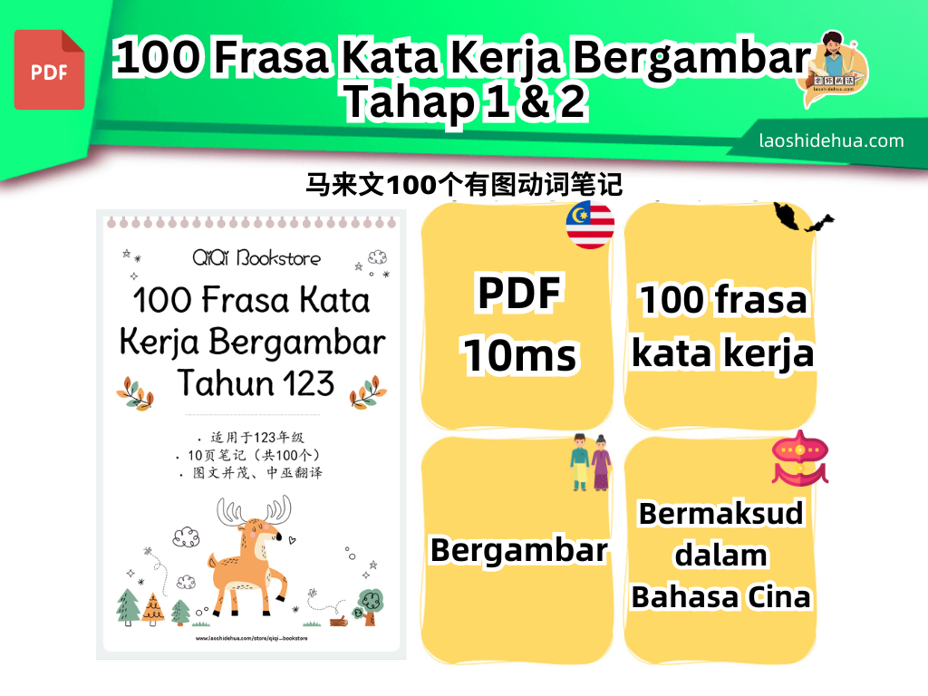100 Frasa Kata Kerja Bergambar Bahasa Melayu