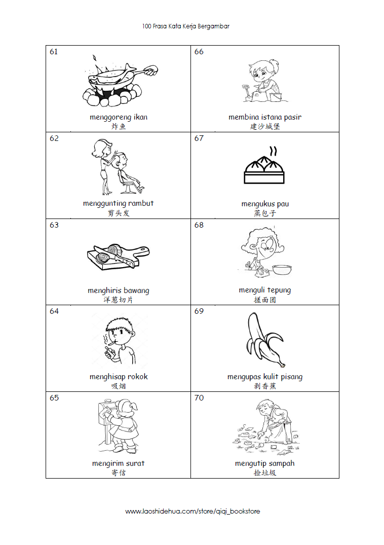 100 Frasa Kata Kerja Bergambar Bahasa Melayu - Image 7