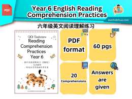 [Year 6 English] Reading Comprehension Practices