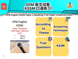 SPM English KSSM Paper 3 Speaking Trial paper collection 2023