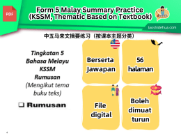 Tingkatan 5 Bahasa Melayu KSSM "RUMUSAN" (Mengikut tema buku teks)