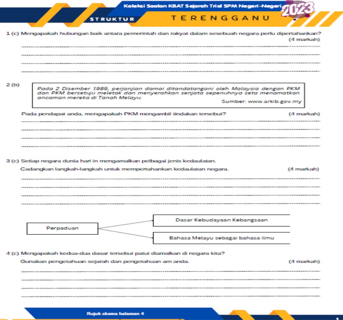 SPM Sejarah kbat KSSM Peperiksaan Percubaan Negeri-Negeri 2023 Kertas 2 - Image 3