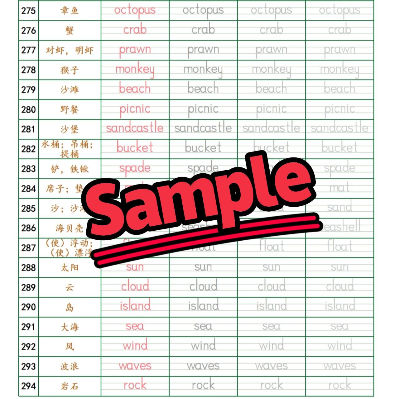 FL018 - 𝟰𝟱𝟲岁英语练字帖-有华语翻译 - Image 5