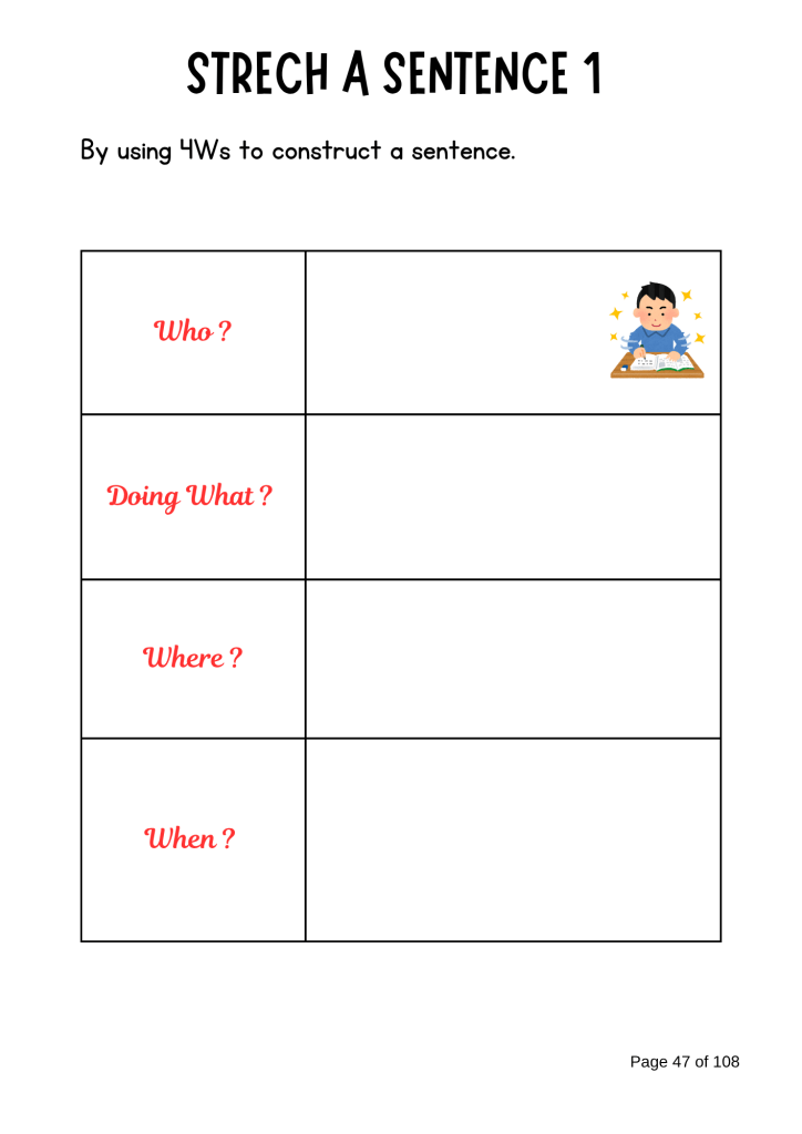 Lower Primary Writing Practice 低年级写作练习 – 老师的话 lao shi de hua