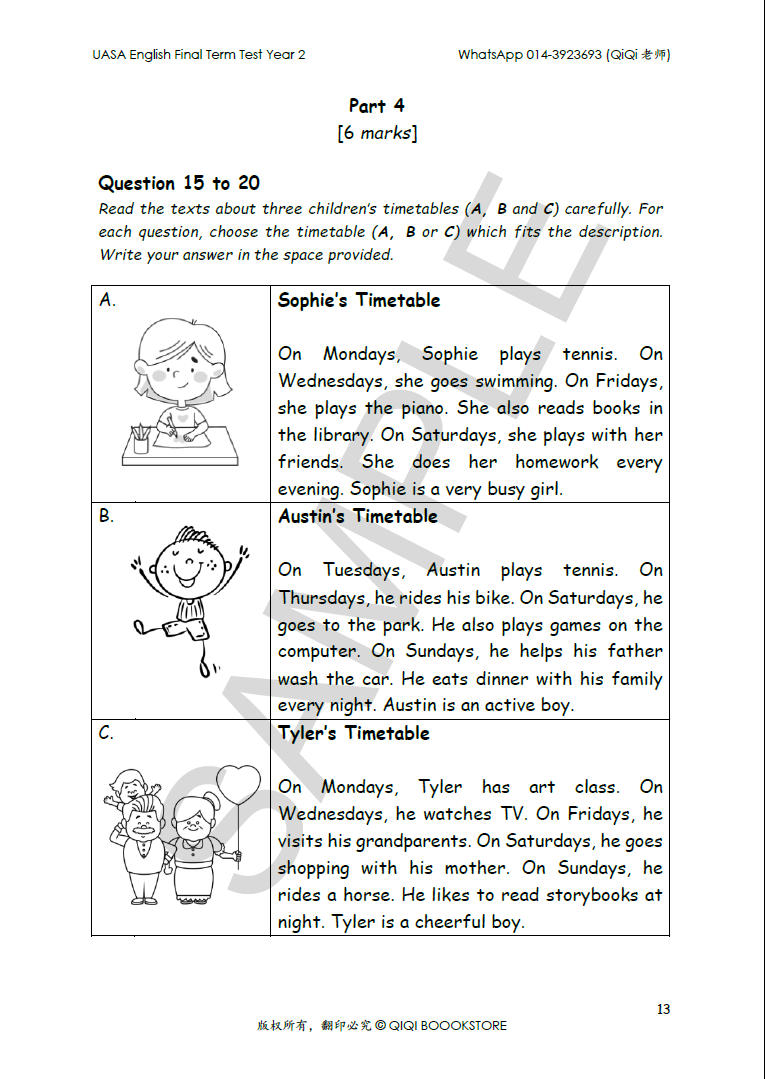 UASA English Final Term Test Year 1/2/3/4/5/6 - Image 14