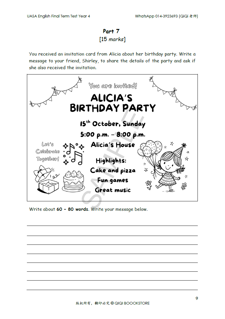 UASA English Final Term Test Year 1/2/3/4/5/6 - Image 33