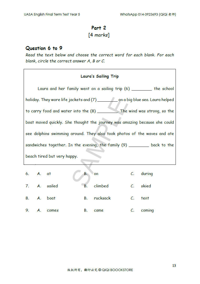 UASA English Final Term Test Year 1/2/3/4/5/6 - Image 36