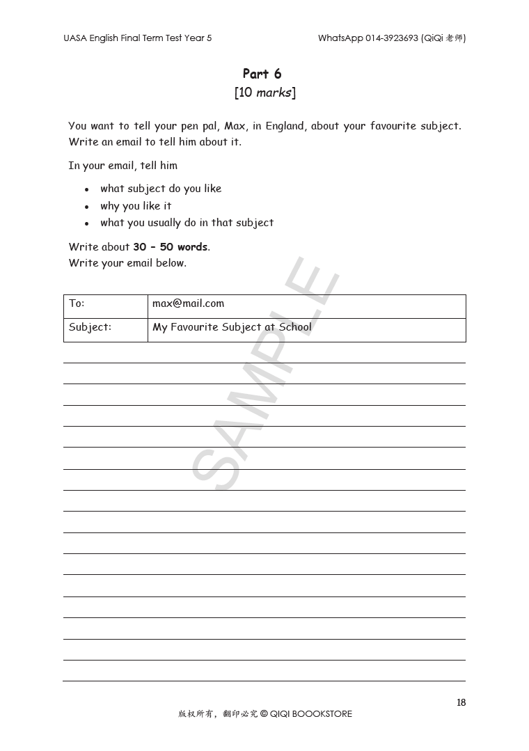 UASA English Final Term Test Year 1/2/3/4/5/6 - Image 40