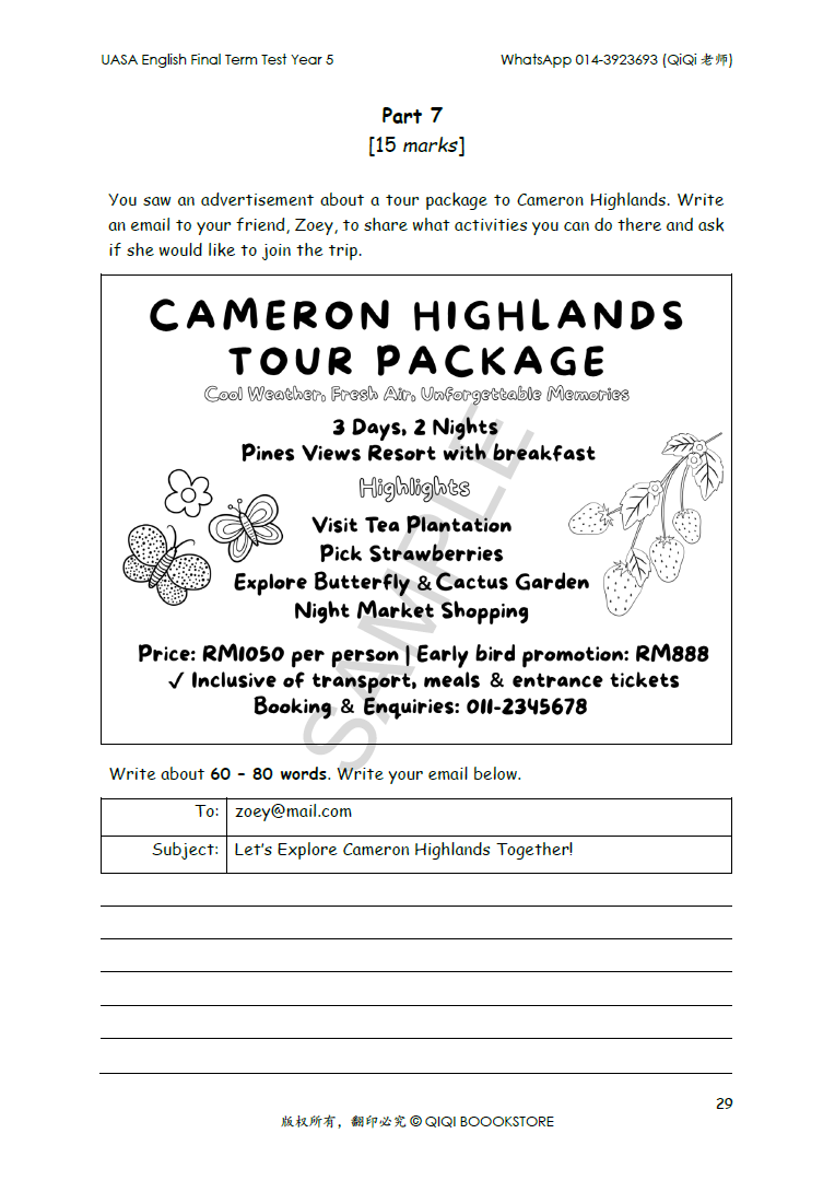 UASA English Final Term Test Year 1/2/3/4/5/6 - Image 41