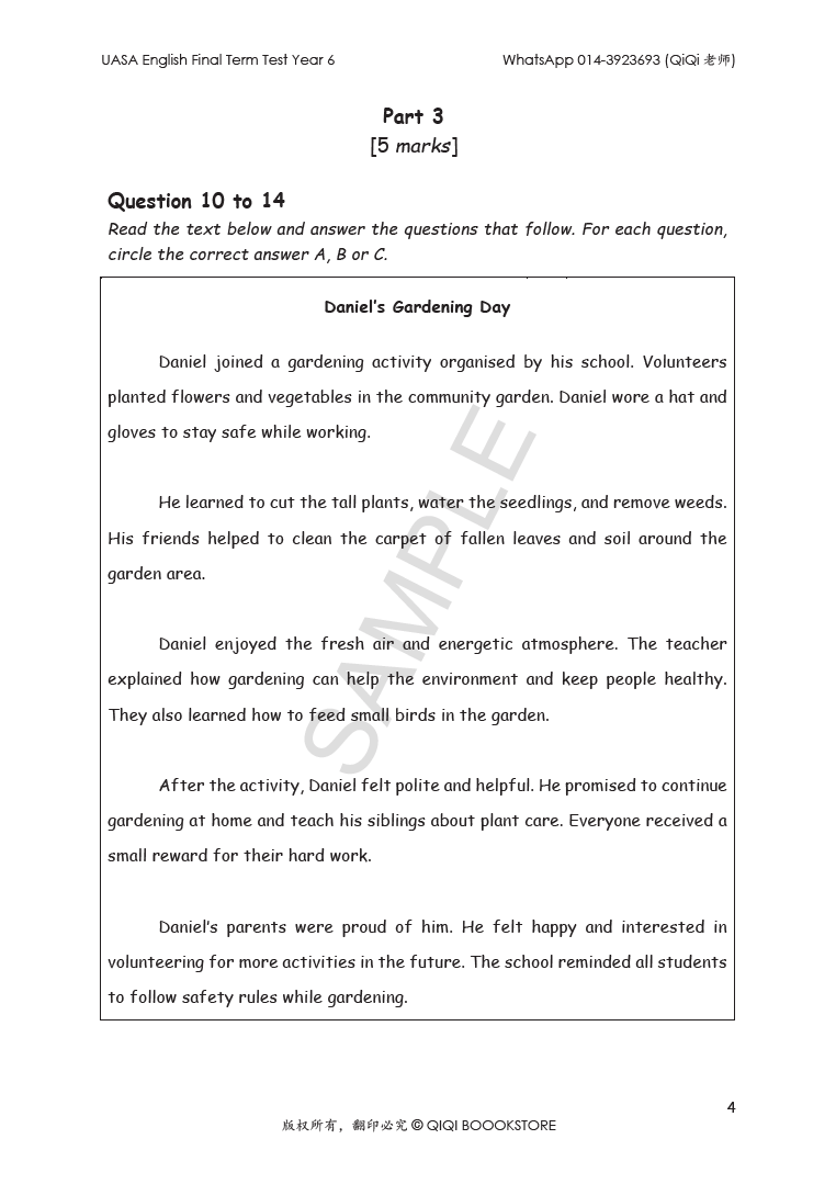 UASA English Final Term Test Year 1/2/3/4/5/6 - Image 45