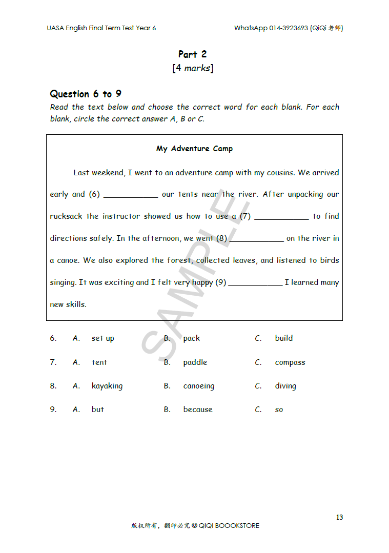 UASA English Final Term Test Year 1/2/3/4/5/6 - Image 44