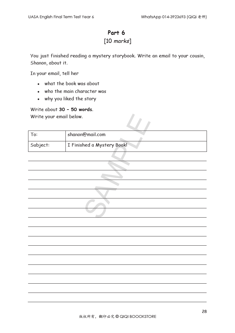 UASA English Final Term Test Year 1/2/3/4/5/6 - Image 48