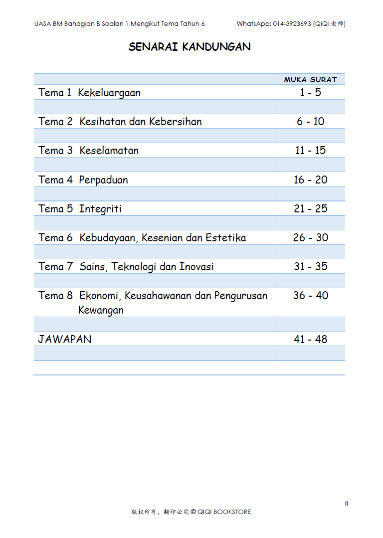 【Bahasa Melayu Tahun 4/5/6】 UASA BM Soalan 1 Tatabahasa & Pemahaman Petikan Mengikut Tema - Image 15