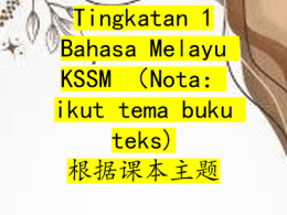 Tingkatan 1 Bahasa Melayu KSSM （Nota Penuh dan Lengkap)：ikut tema buku teks) 根据课本主题: 完整笔记